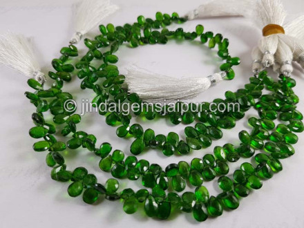 Chrome Diopside Faceted Pear Beads